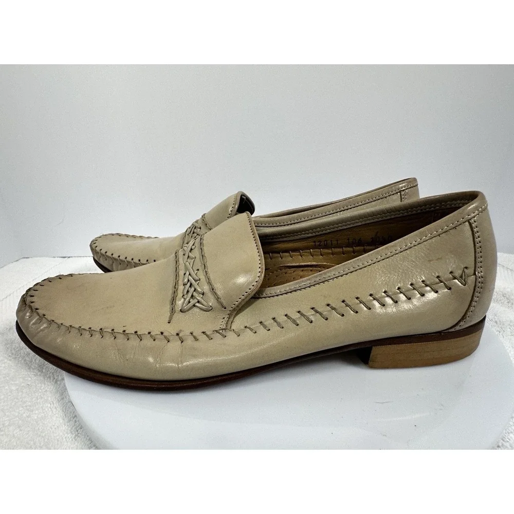 FLORSHEIM MEN'S TAN‎ WOVEN BRAIDED LEATHER LOAFERS SIZE 10.5D Vintage